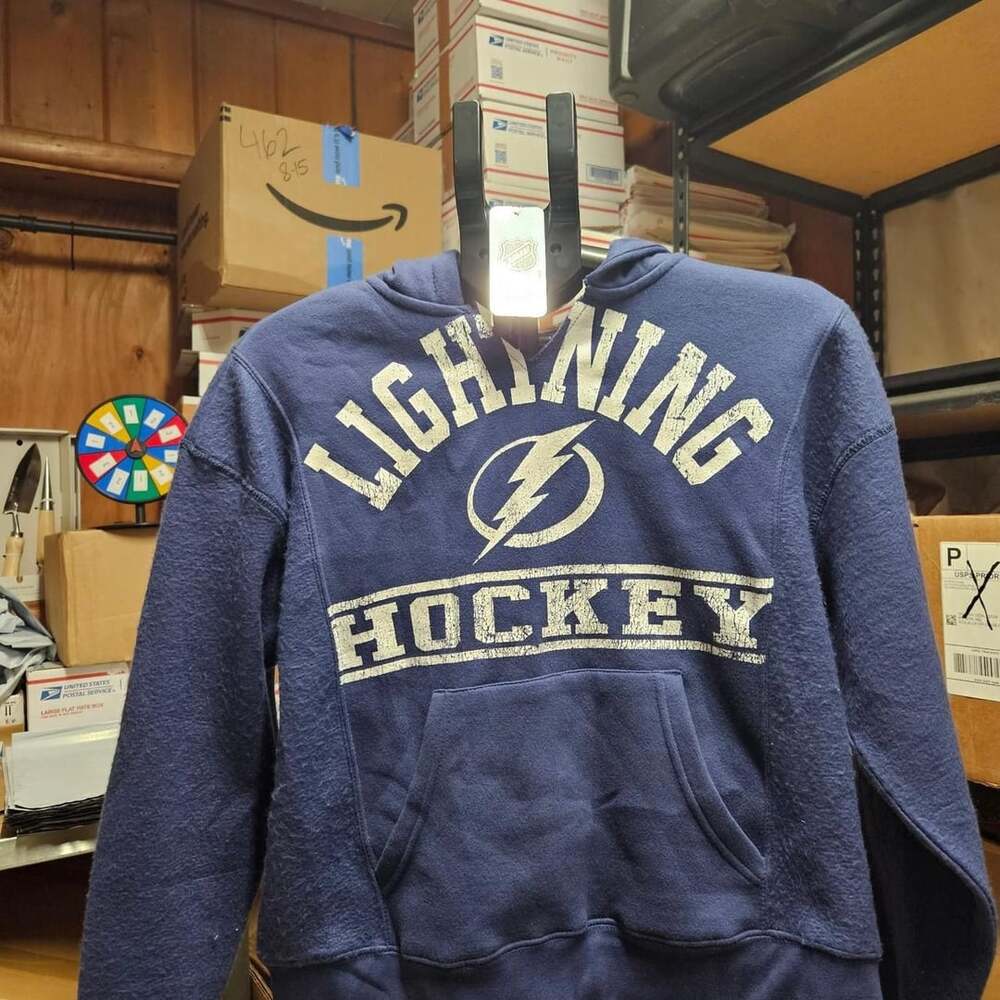 (209 ) NHL Tampa Bay Lightning Hockey Girls Hoodie Size L 10/12 Blue Sweatshirt